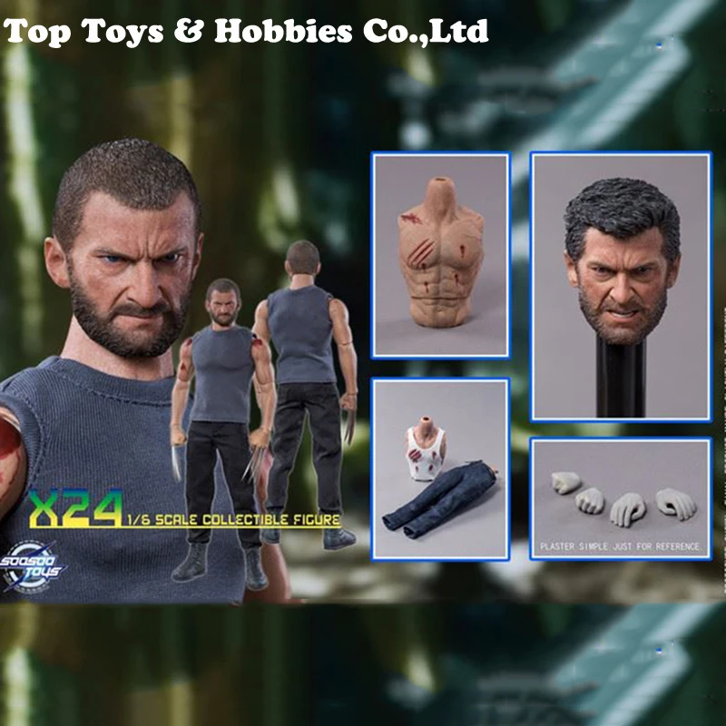 

with 2 heads Whole set figure for Collection 1/6 Logan angry head scuplt+Sturdy Male X24-Tailor made body Action Figure