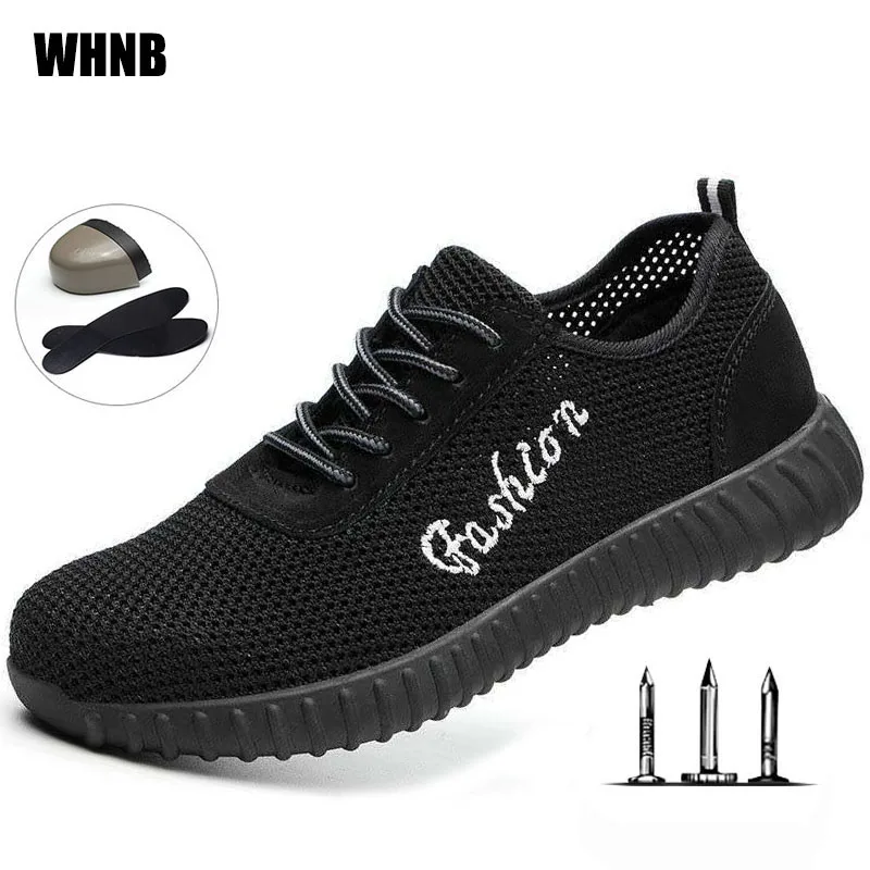 

Summer Labor Insurance Shoes Breathable Deodorant Lightweight Comfortable Men Work Boots Steel Head Anti-smash Men Safety Shoes