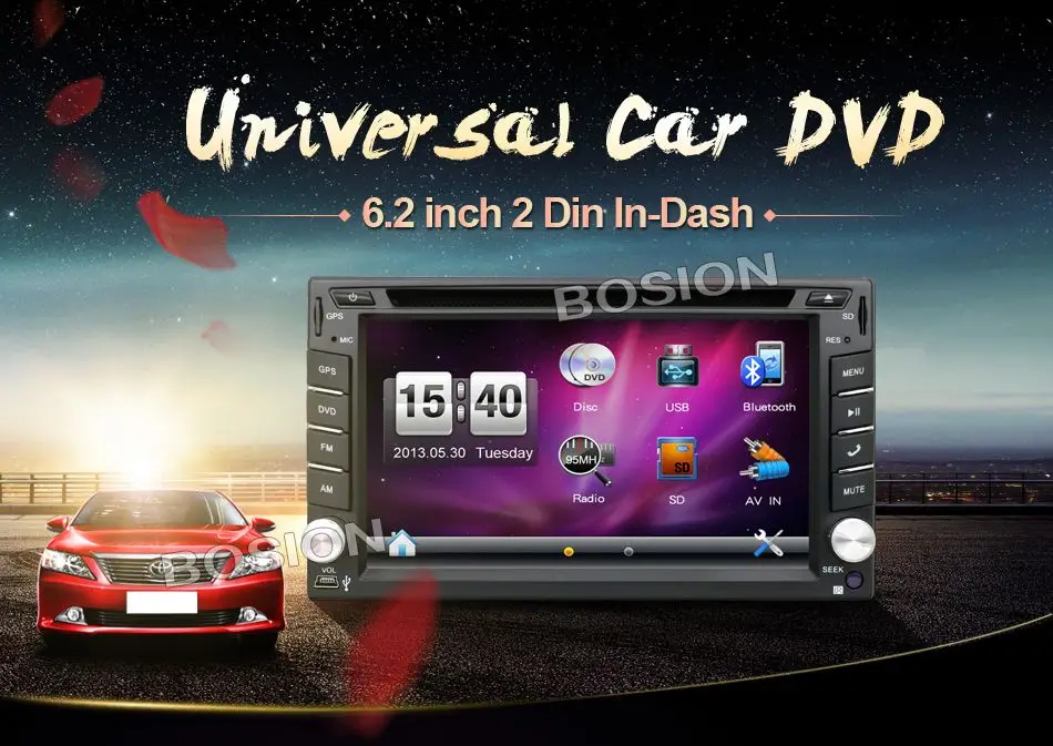 

2016 EU warehouse New 6.2" Touch Screen car dvd player gps navigation USB SD Bluetooth FM 2din in dash TFT support rear view cam