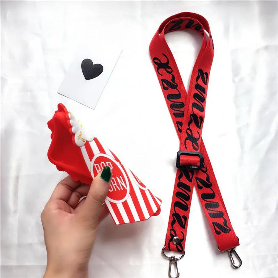 For iphone 6 6s plus 7 8 plus X case cover Funny 3d Popcorn with shoulder strap shockproof protective phone bag Ritozcase For iphone 6 6s plus 7 8 plus X case cover Funny 3d Popcorn with shoulder strap shockproof protective phone bag Ritozcase