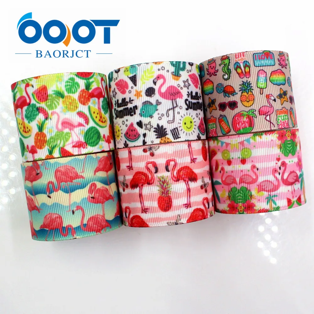 

OOOT BAORJCT G-18801-735,38 mm 10 yard Cartoon Flamingo Ribbons Thermal transfer Printed grosgrain Wedding DIY handmade material