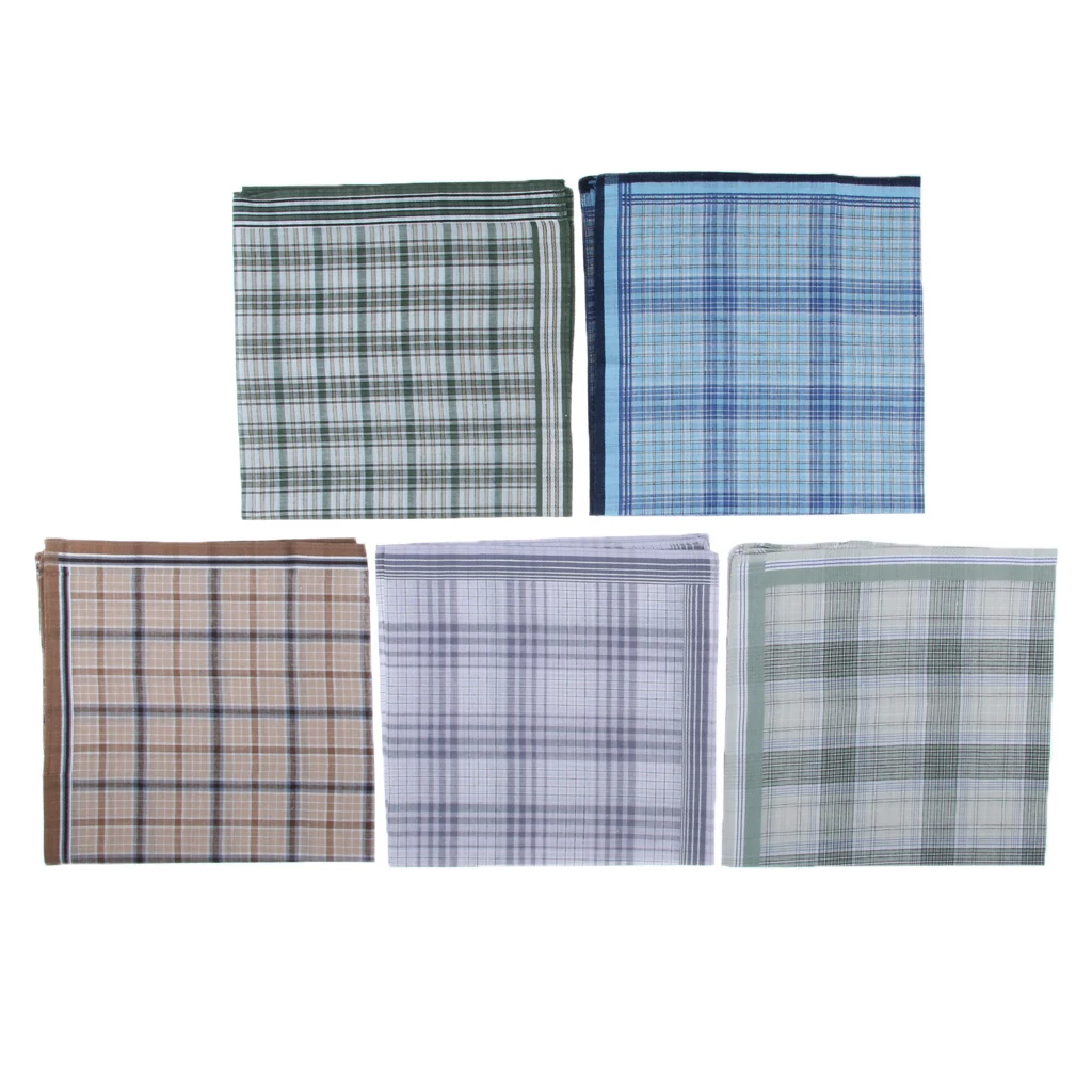 

5pcs Men's Handkerchiefs 100 % Cotton Men Women Plaid Handkerchiefs Premium Pocket Square Hankies Gift