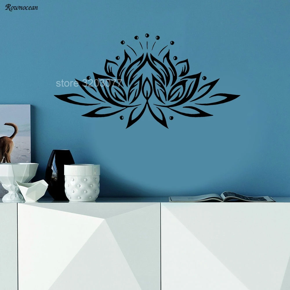 Виниловая наклейка на стену Спальня наклейка цветок лотоса, Йога Студия богемный Декор Z205