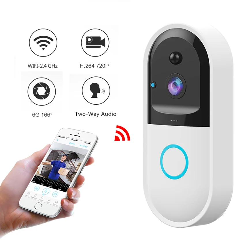 

Aimitek Wifi Video Doorbell Smart Wireless Security Camera Two-Way Talk Intercom Night Vision PIR Motion Detection App Control