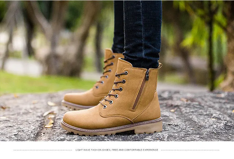 Merkmak Fashion Motocycle booties men Keep warm Boots Female Men's Ankle Boots Square Heel Winter Shoes Dropshipping