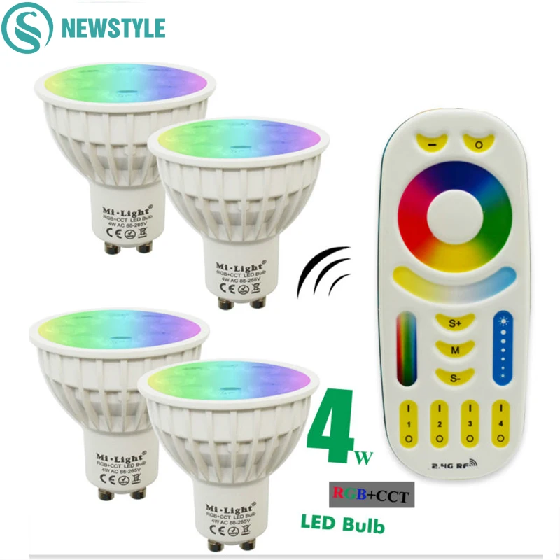 Ми свет затемнения светодиодный Светодиодная лампа 4 Вт MR16 GU10 RGB CCT (2700-6500 K) лампы