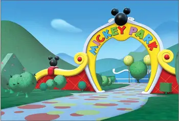 

party photo studio background Vinyl cloth High quality Computer print Mickey Park Arch Gate Green Hills Tree backdrops