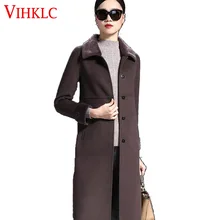 VIHKLC осенне-зимнее женское Шерстяное Пальто классическое женское длинное шерстяное пальто шерстяное двустороннее кашемировое пальто ручной работы A226