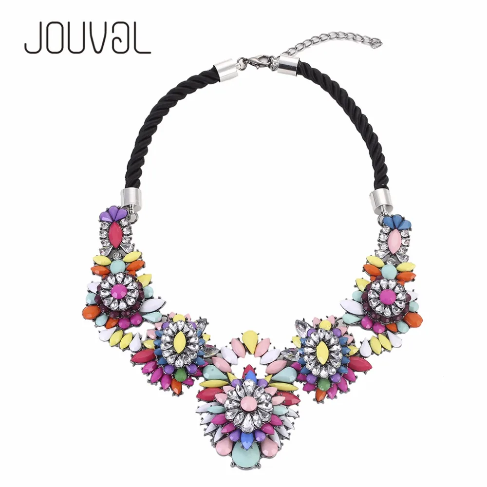 

2017 Collar ZA Necklaces & Pendants Vintage Flower Crystal Maxi Choker Statement Necklace Boho Collier Big Fashion Women jewelry