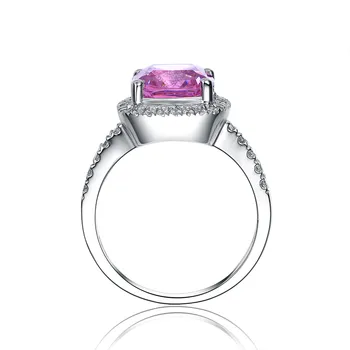 

Pink Cushion 2CT Solid White Gold Synthetic Carbon Ring for Women Engagement AU750 Jewelry Finger Ring Halo Style Semi Mount