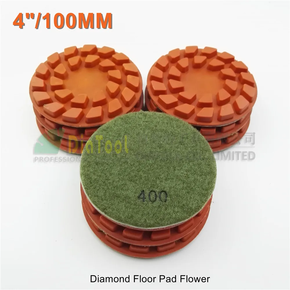 DIATOOL 9pcs 100mm #400 diamond floor sanding disc Flower type 4" Resin bond diamond floor renew polishing pads