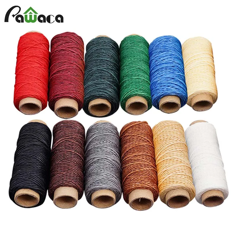 6/12 Colors 50 Meters Leather hand sewn flat wax line Sewing Threads