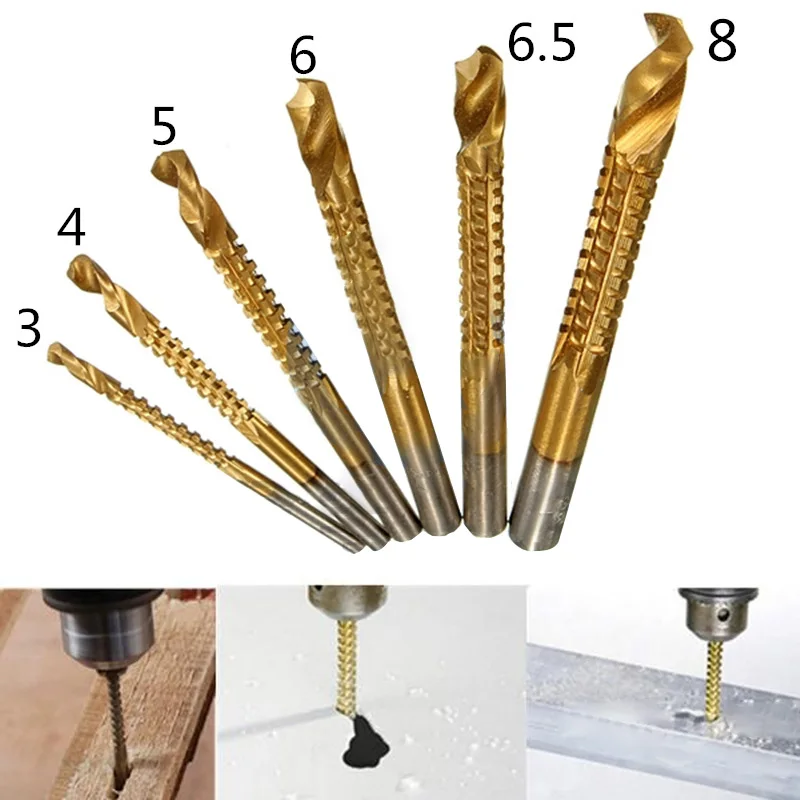 Woodworking Drill Bit Twist Titanium Coated Woodworking 6Pcs Set Tool Drilling Drill Bit Set Tools for Metal Hot Woodworking Drill Bit Twist Titanium Coated Woodworking 6Pcs Set Tool Drilling Drill Bit Set Tools for Metal Hot