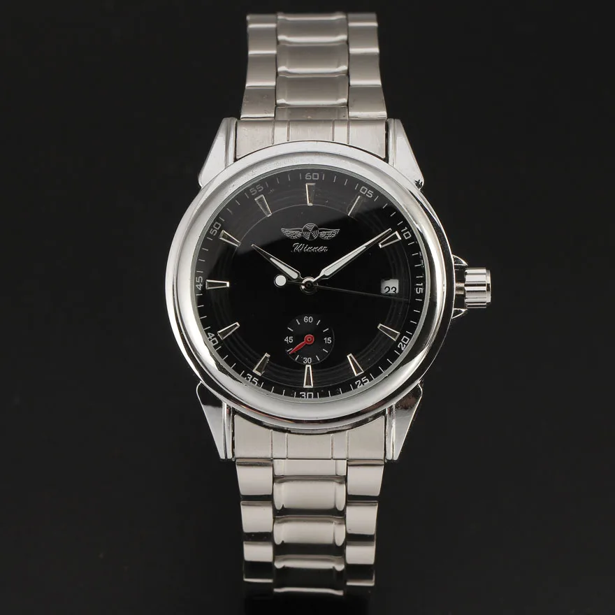 Мужские механические часы Winner с автозаводом и железным ремешком.|wristwatch mens
