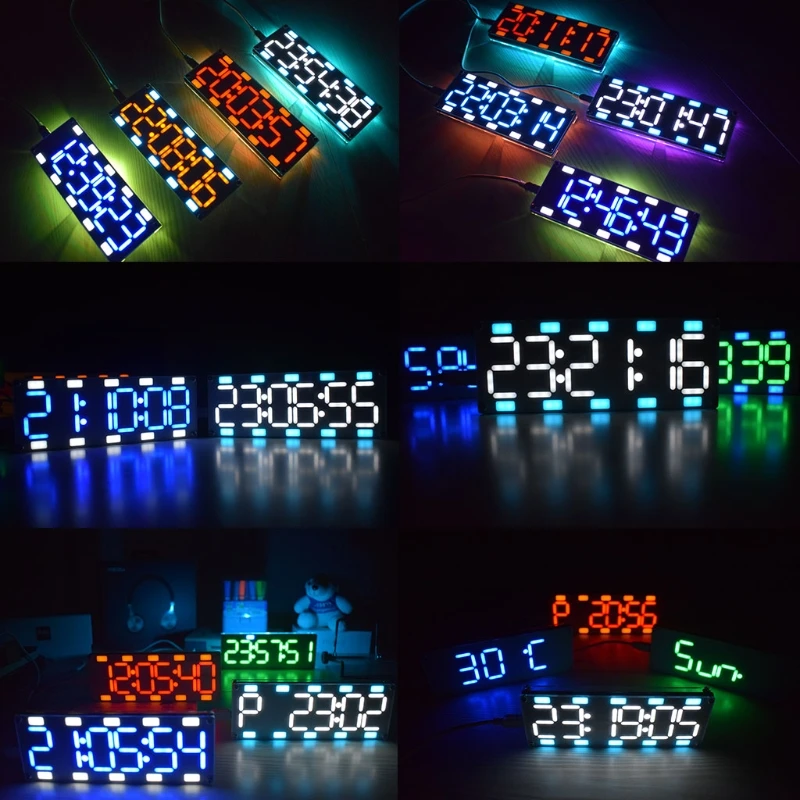 Kit de reloj LED de dos colores con pantalla grande de 6 dígitos y Control táctil con temperatura/Fecha/semana Kit de reloj LED de dos colores con pantalla grande de 6 dígitos y Control táctil con temperatura/Fecha/semana