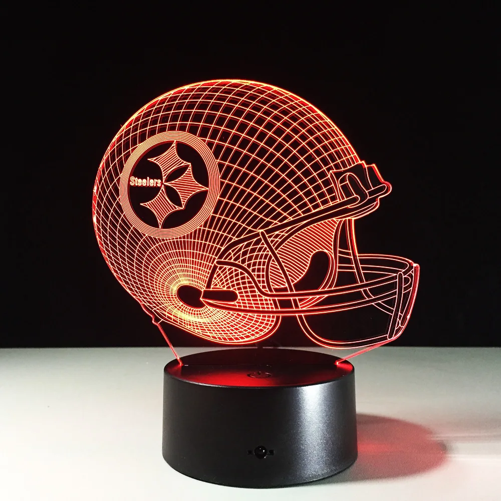 

7 Colors Change 3D LED Night Light NFL Team Pittsburgh Steelers Football Helmet Touch Sensor USB Table Lamp Home Decor Kids Gift