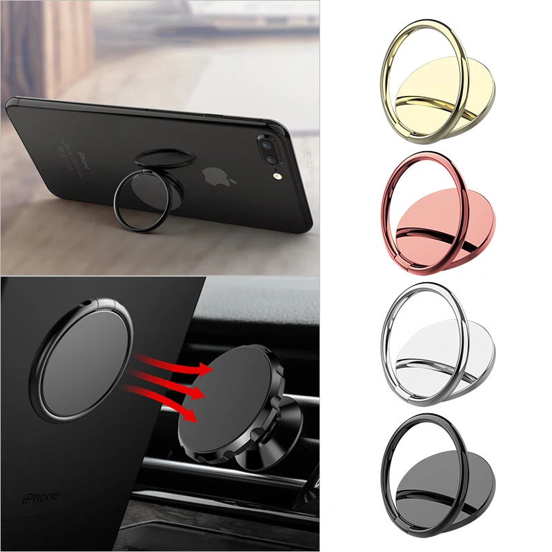 

Universal Rotatable Finger Ring Holder Mini Magnetic Phone Holder Desk Metal Magnet Sticker Round Car Mount Stand For iPhone X 7