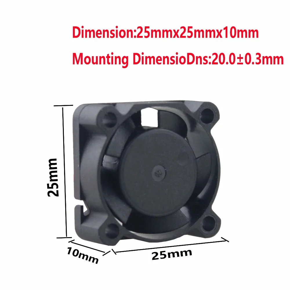 100 шт. Gdstime 25 мм Мини Вентилятор охлаждения 2,5 см 25x25x10 мм 24 В шарикоподшипник DC большой поток воздуха высокой Скорость охлаждения ноутбука