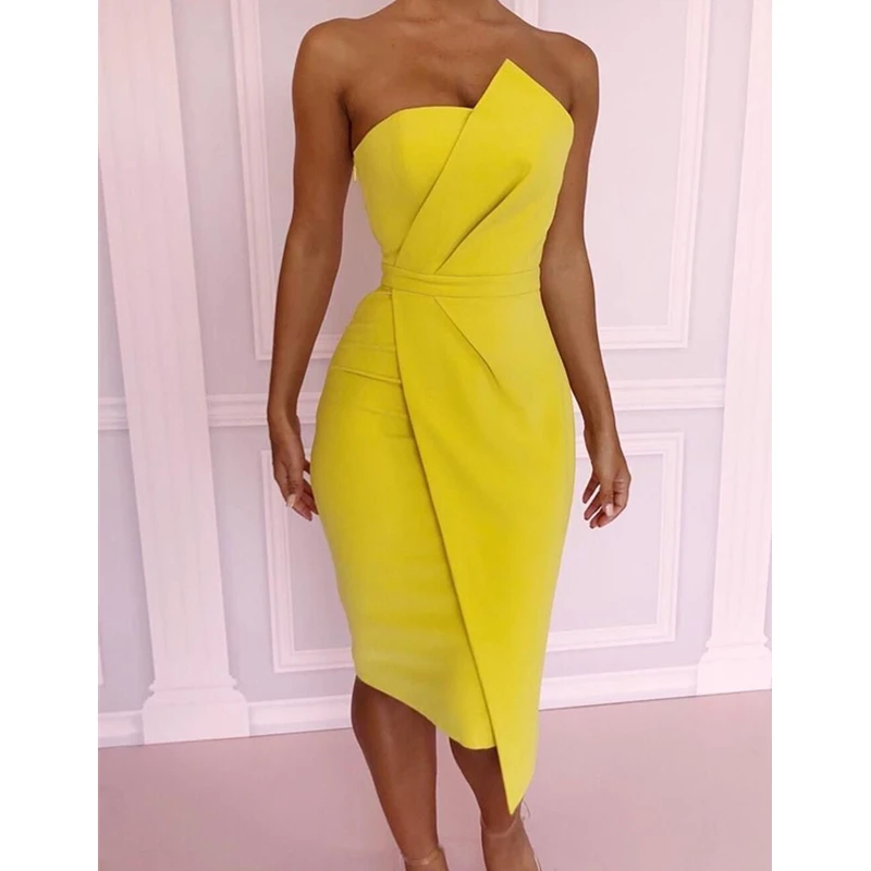 

2018 Summer New Fashion Leisure Women Sexy Stylish Bodycon Dress Female Off Shoulder Striking Fold Front Asymmetric Party Dress