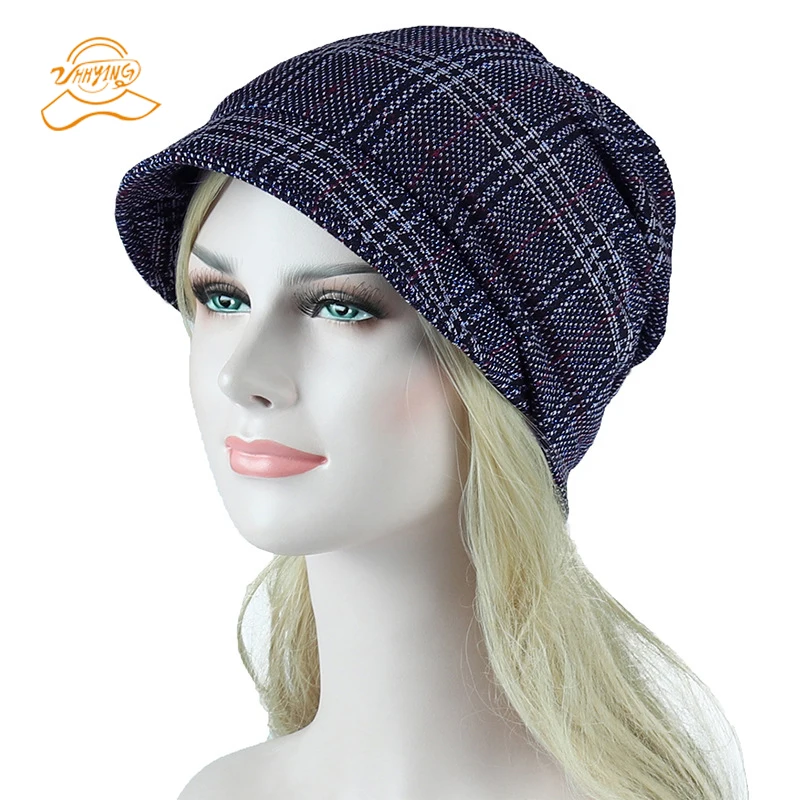 

with brim Hat Women Crochet Knit Cap Winter Skullies Beanies Warm Caps Female Knitted lattice Hats For Ladies Fashion 2018