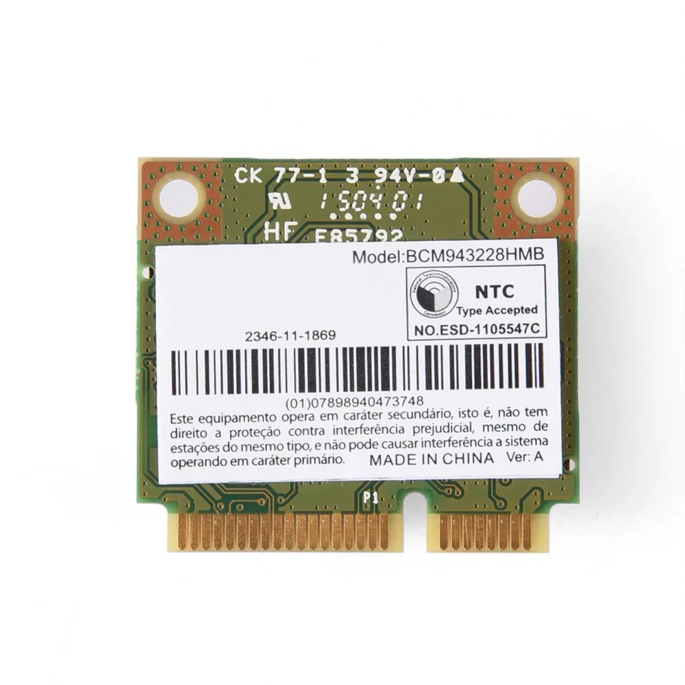 Карта для broadcom BCM943228HMB BCM943228 2 4G/5G Двухдиапазонная 802.11a/b/g/n Bluetooth 4 0 PCI-E Wifi карта dell sony
