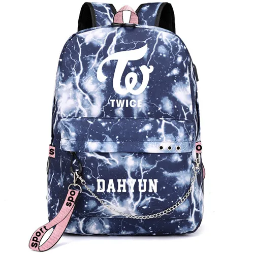 Twice Ji Hyo Tzuyu Mina корейский рюкзак школьные сумки Galaxy Thunder Mochila сумки рюкзак с цепочкой для ноутбука USB порт - Цвет: Style 31