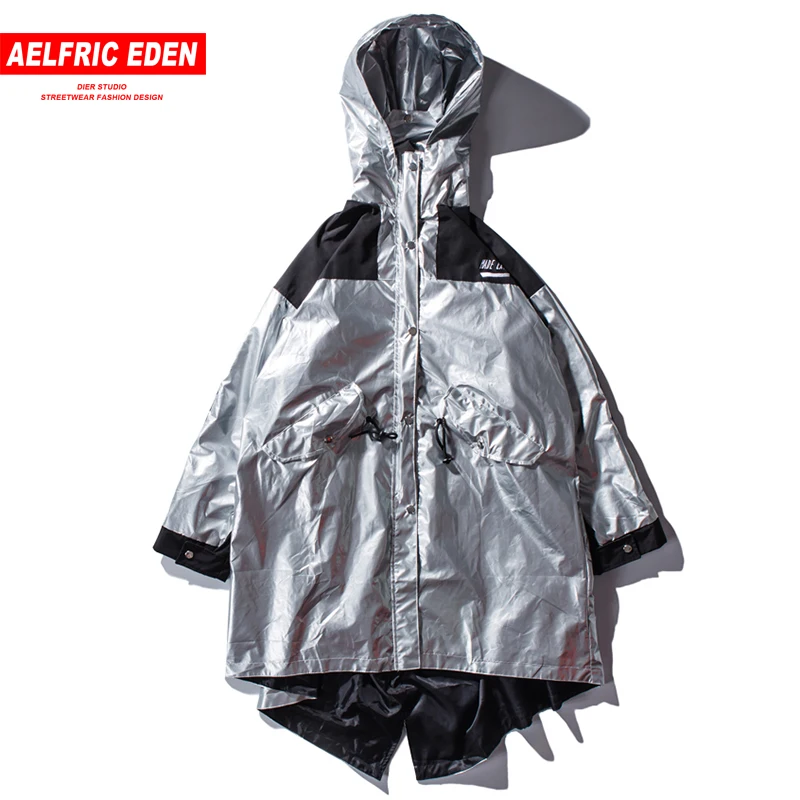 Aelfric Eden Color Block Patchwork Long Style Trench Fashion Windproof Jackets Hip Hop Overcoats Hooded Jacket Windbreaker ET25 | Мужская