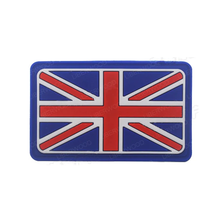 ПВХ флаг патч Юнион Джек Испания Франция Германия Италия Американский США Канада Флаг военные патч тактические бейджи резиновые пластыри - Цвет: PVC UK blue 8x5cm