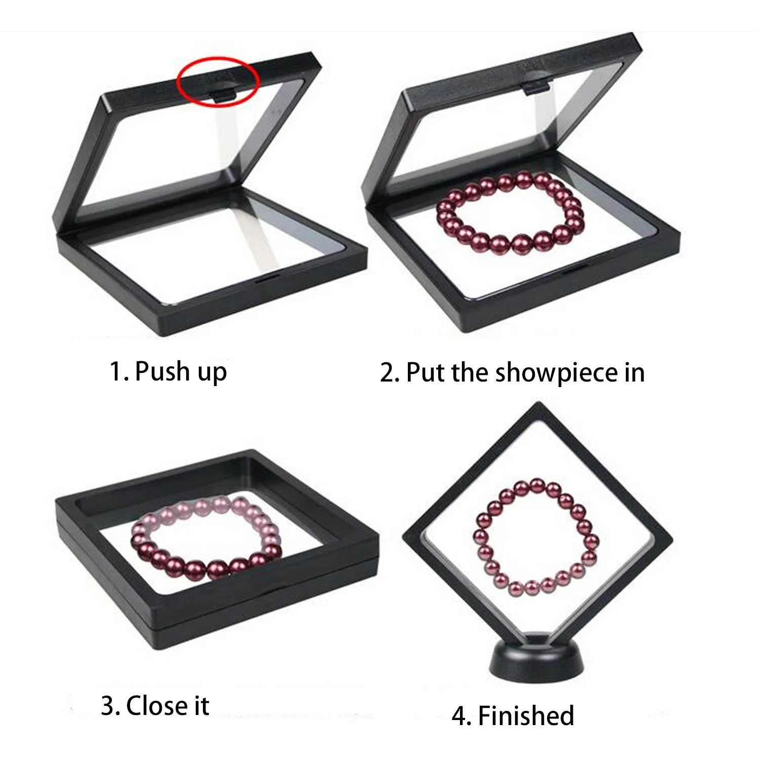 

Behogar 10PCS Acrylic Transparent 3D Floating Frame Display Stand Holder for Coins Medals Stamps Jewellery School Mall 90x90MM