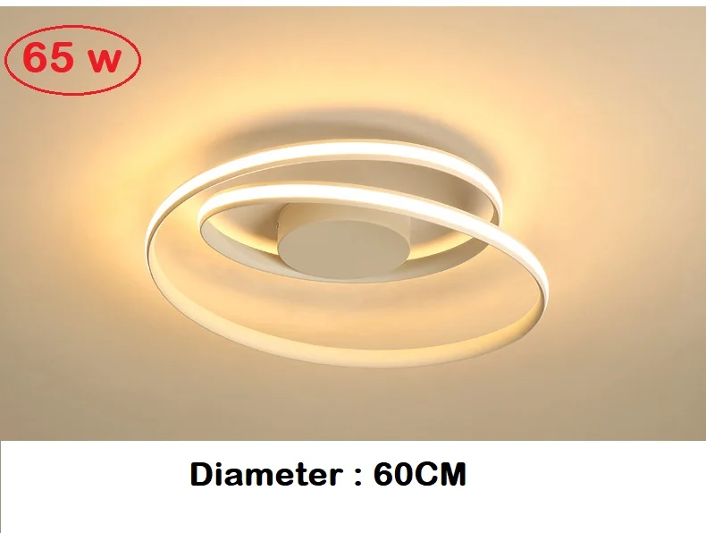 Современные потолочные светильники, светодиодный светильник для гостиной, спальни, кабинета, белого и черного цвета, монтируемый на поверхности потолочный светильник, декоративный AC85-265V - Цвет корпуса: 60 cm (50w) White