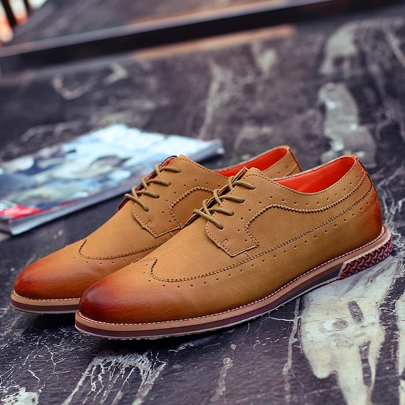 fashion suede leather men shoes elegant male footwear italian office leisure moccasins dress classic brogue oxford shoes for men (19)