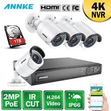 ANNKE HD 8CH 4K POE NVR 4pcs 1080P Network POE IP Camera Video VCA Security Camera System Indoor Outdoor Security POE CCTV Kits