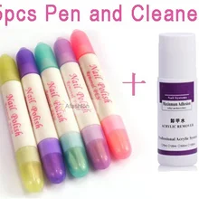 5 шт. ручка для удаления ногтей и 1 шт. 75 мл Очищающее Средство удаление Ультрафиолетовый гель для ногтей искусство Лак для инструментов набор Быстрая и