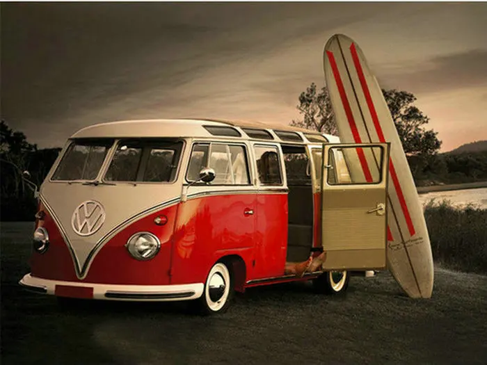 5D Diy алмазная живопись пейзаж Алмазная вышивка красный Volkswagen полный квадрат