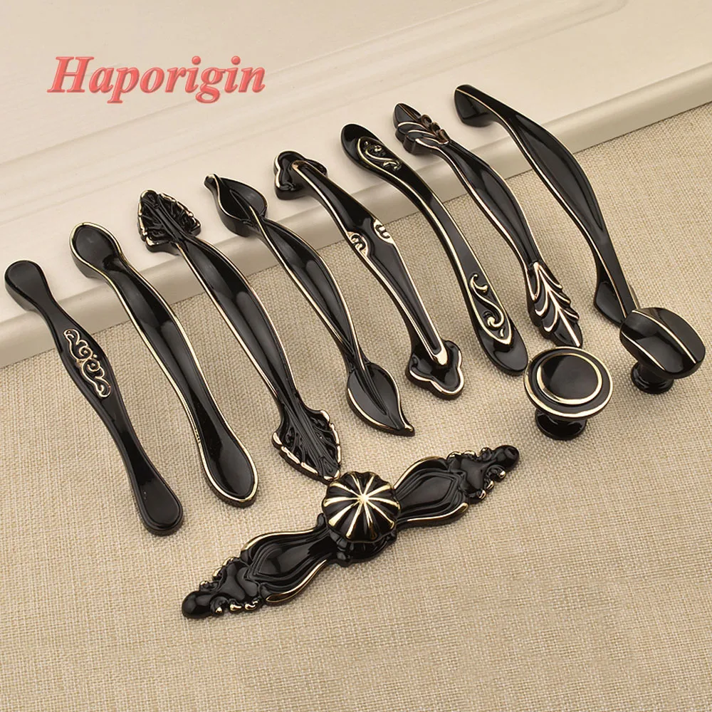 

Black Kitchen Cabinet Drawer Handles Furniture Door Knobs Wardrobe Handle Cupboard Closet Dresser Pulls Shoes Box Haporigin