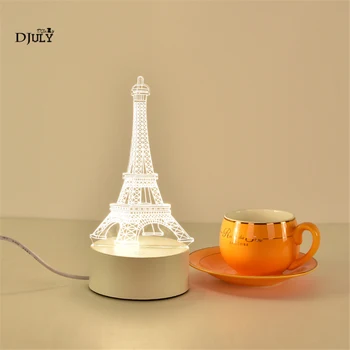 

Creative Tower Night Lights Plexiglass Plug In Power Children Bedroom Decoration Led 3d Lamp Makeup Table Light Holiday Gift