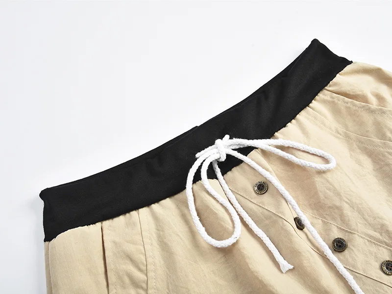 Женские штаны-шаровары с высокой талией, женские модные обтягивающие штаны с пуговицами и завязками, штаны в стиле хип-хоп, уличная одежда, WS9343V