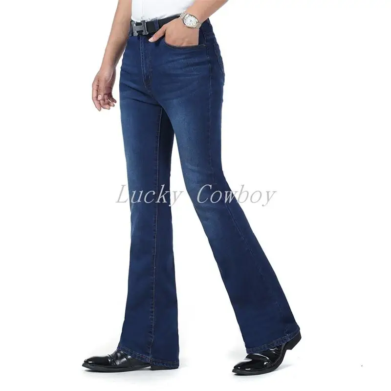 New Men's Autumn and Winter Boot Cut Jeans Male High Waist Casual Business Denim Pants flares Thick Trousers 26-38 4