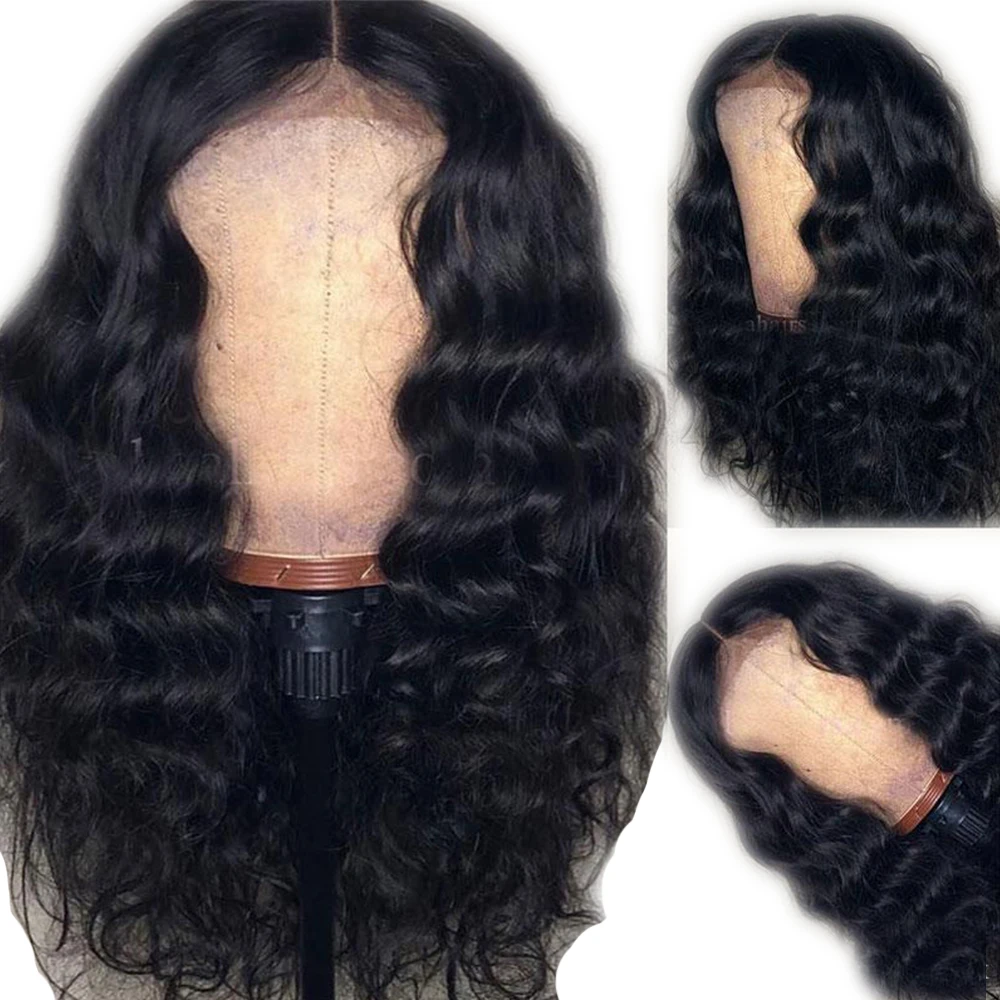 SimBeauty глубокая волна человеческих волос парики предварительно сорвал для черных женщин полный парик шнурка с волосами младенца
