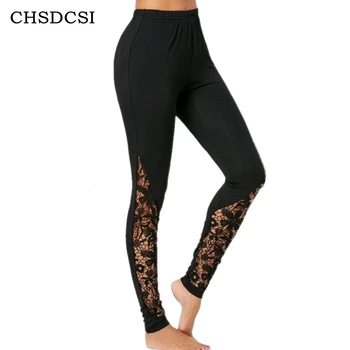 

CHSDCSI Women Push Up Leggings Black Casual Lace Stretch Elastic High Waist Sexy Legging Fashion Pencil Pants Fitness Leggins