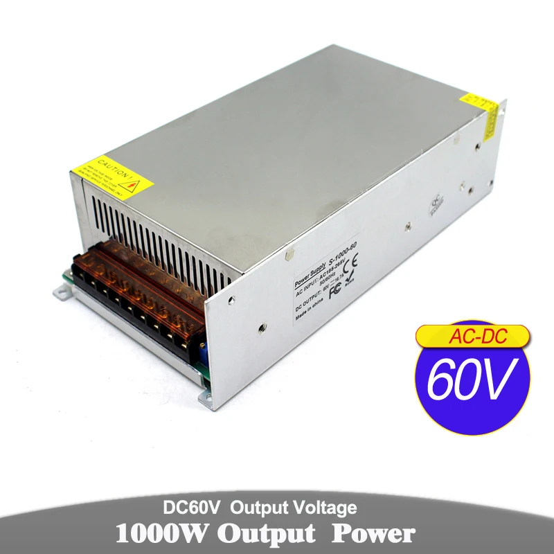 

AC to DC 60V 1000W High Quality Voltage Converter Switching Power Supply DC60V SMPS for Mechanical Motor Stepper Lighting PUMP