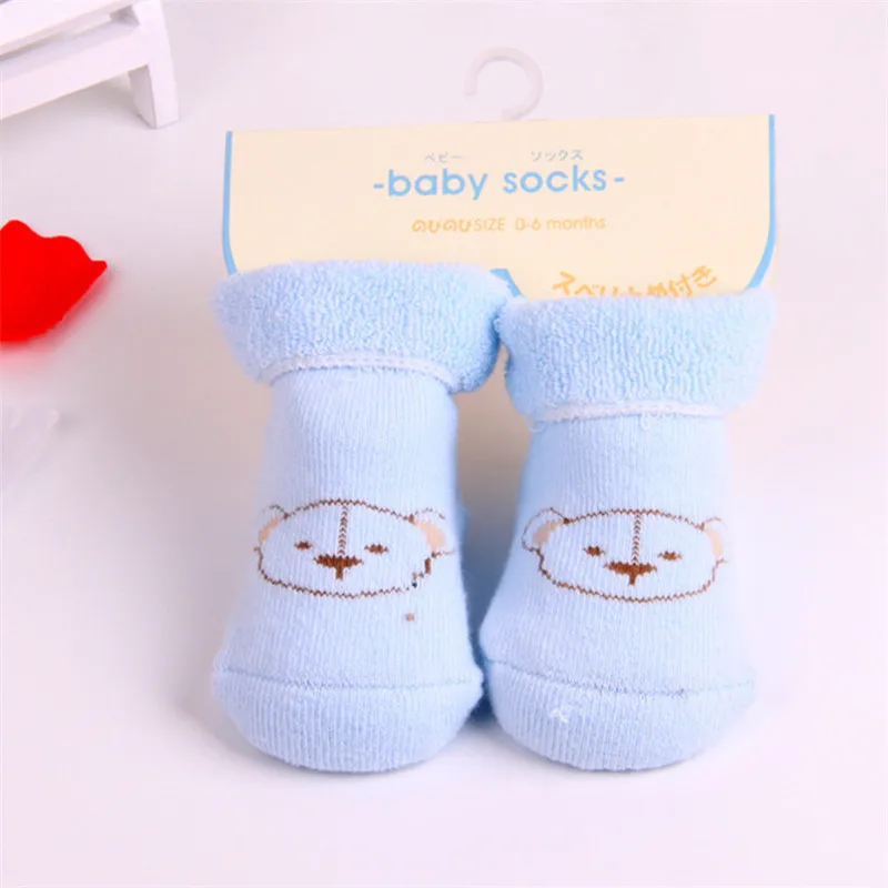 1 пара; сезон осень-зима; однотонные Плотные хлопковые махровые теплые мягкие носки для новорожденных; - Цвет: Blue
