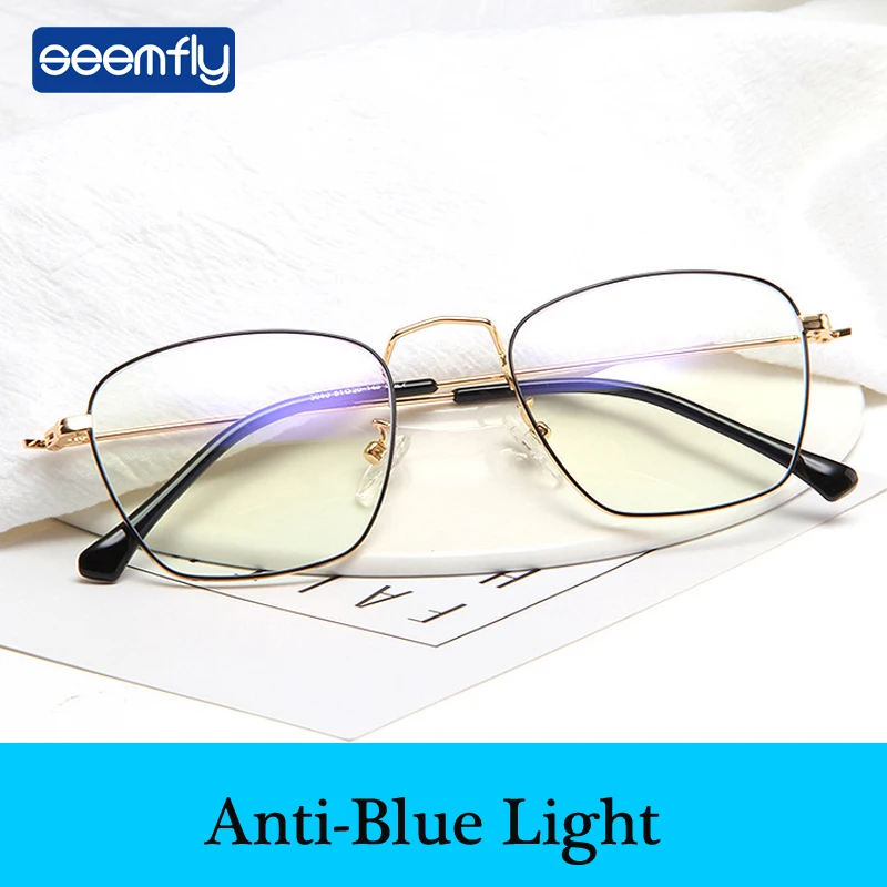 

Seemfly Fashion Ultralight Reading Glasses Women Men Anti Blue Rays Alloy Square Frame Eyeglasses Antifatigue Computer Eyewear