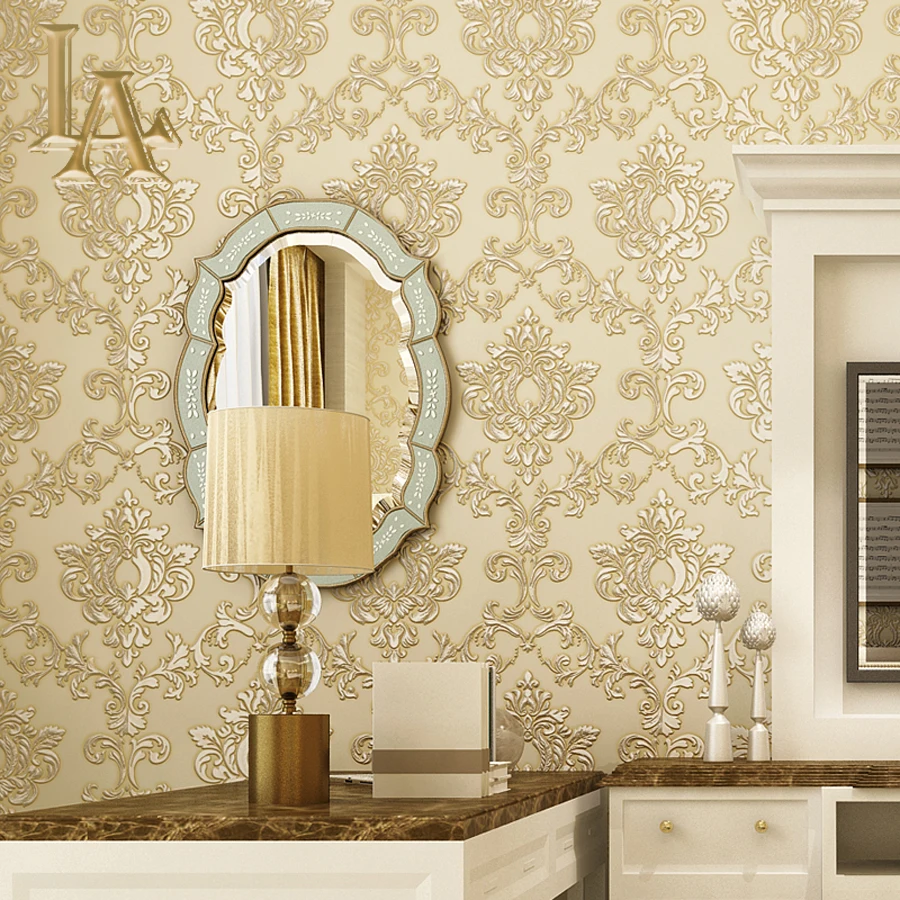 Vintage European Luxury Homes Decor Beige Red Damask ...