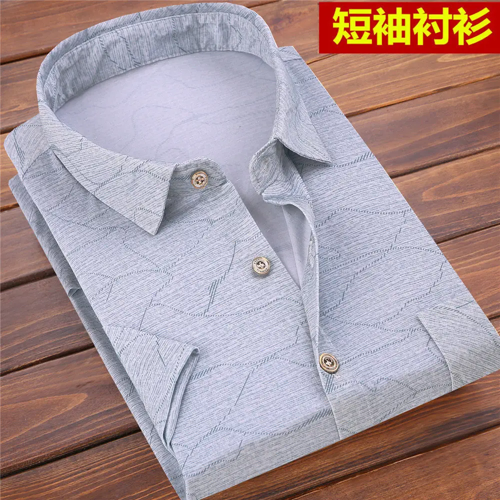 Летние модные рубашки в полоску с коротким рукавом мужские нежелезные обычные рубашки Повседневная рубашка в деловом стиле - Цвет: 22 Short sleeve