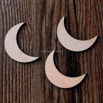 

Wooden Moon Shape Ornaments Craft Decoration Gift Decoupage Unpainted Laser Cut