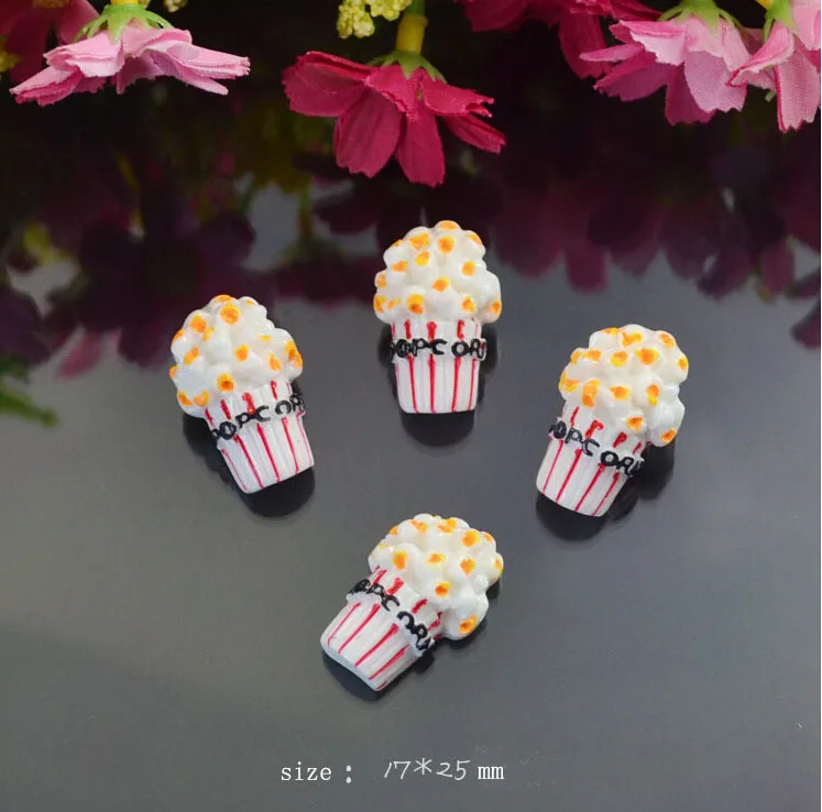 

10pcs/lot Cute Resin Popcorn Kawaii Resin Decorative Figurines Accessories For DIY Home Decoration Phone Embellishments