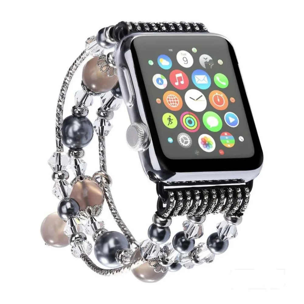 Ремешок хохлатый из натурального агата для Apple watch 4 44 мм/40 мм браслет iwatch 3 2 1 42 мм/38