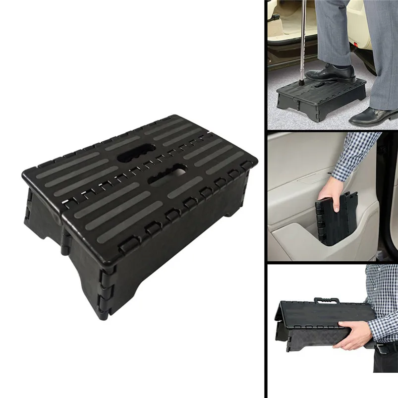 Portable Folding Step Up Stool Car Height Boost Elder Adult Kid Child Locks Into Place Non-slip Grips Large Platform 40AP85