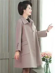 2018 шерстяное пальто для мамы 40-50 лет, Женское пальто средней длины, осенне-зимняя одежда, иностранный стиль